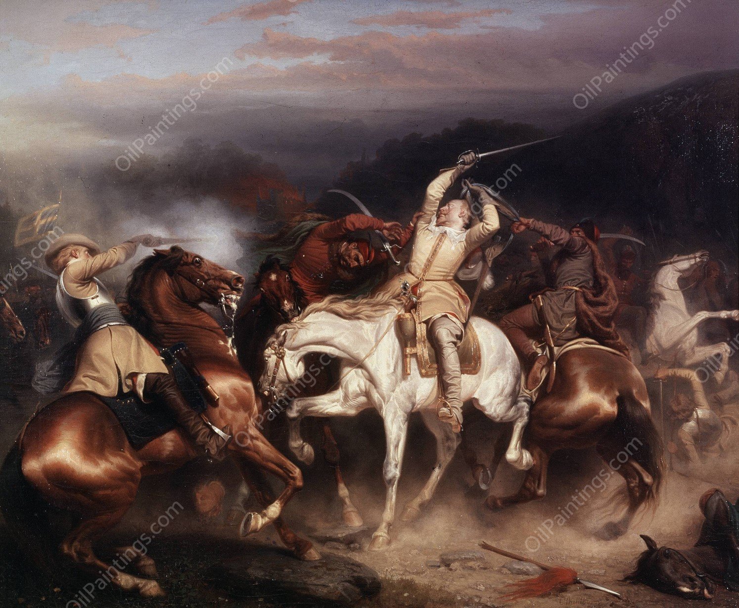 King Gustav II Adolf of Sweden at Stuhm  by Carl Wahlbom - Hand-Painted Oil Painting Reproduction