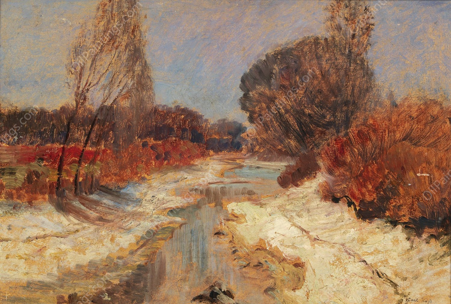 Donau-Au by Carl Weiss - Hand-Painted Oil Painting Reproduction