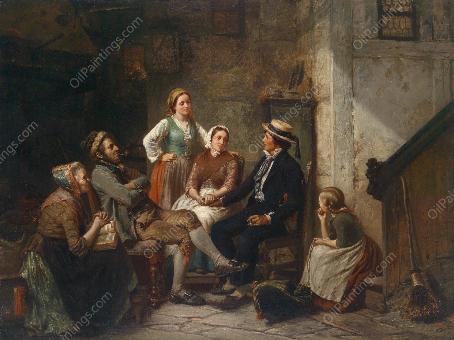 Heimkehr des jungen Seemanns  by Carl Wilhelm Hubner - Hand-Painted Oil Painting Reproduction