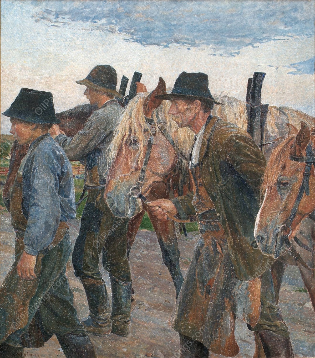 Farmworkers from Uppland  by Carl Wilhelmson - Hand-Painted Oil Painting Reproduction