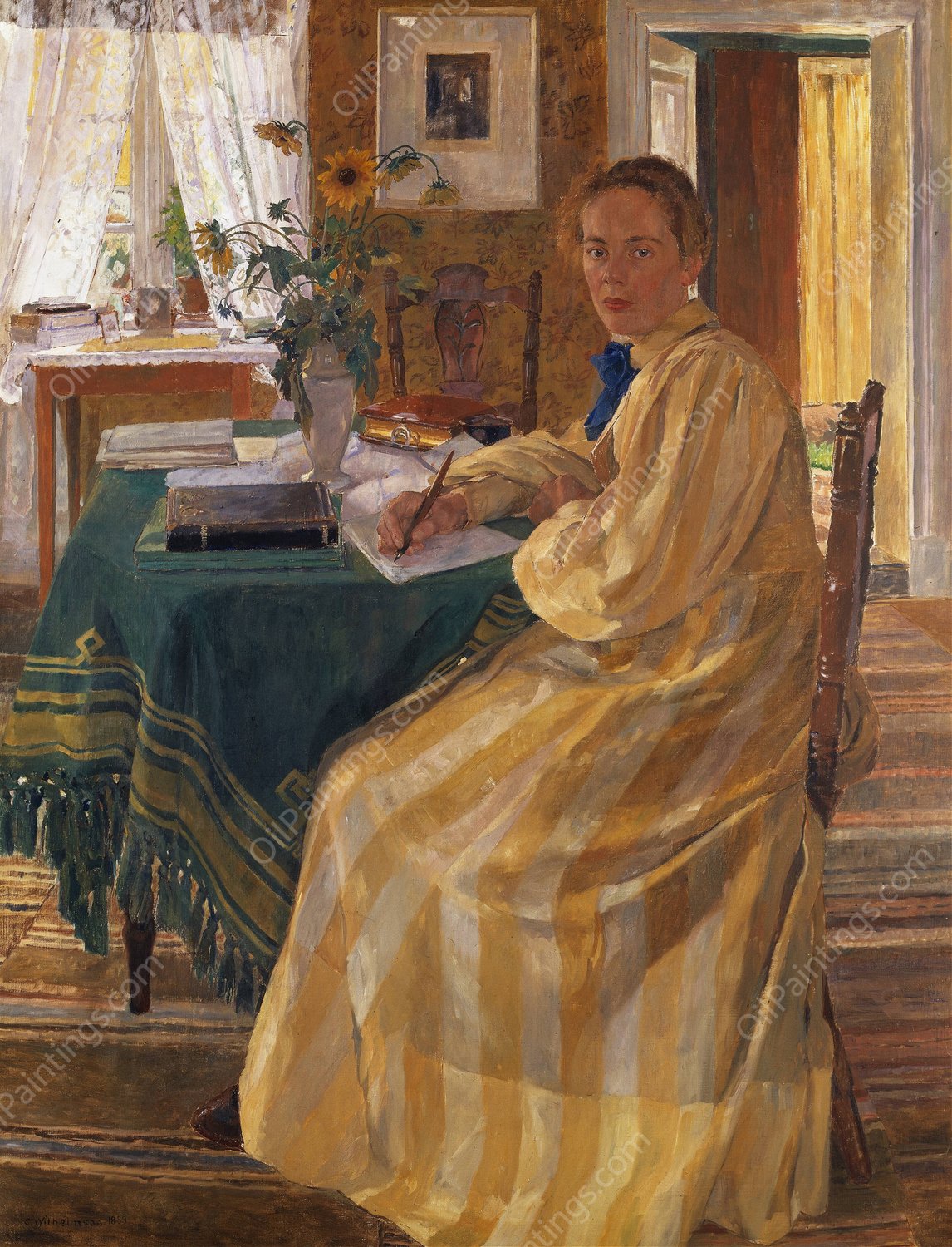 The Artist's Sister  by Carl Wilhelmson - Hand-Painted Oil Painting Reproduction