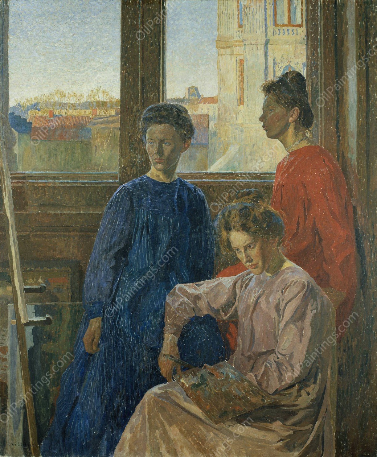 Woman Painters  by Carl Wilhelmson - Hand-Painted Oil Painting Reproduction