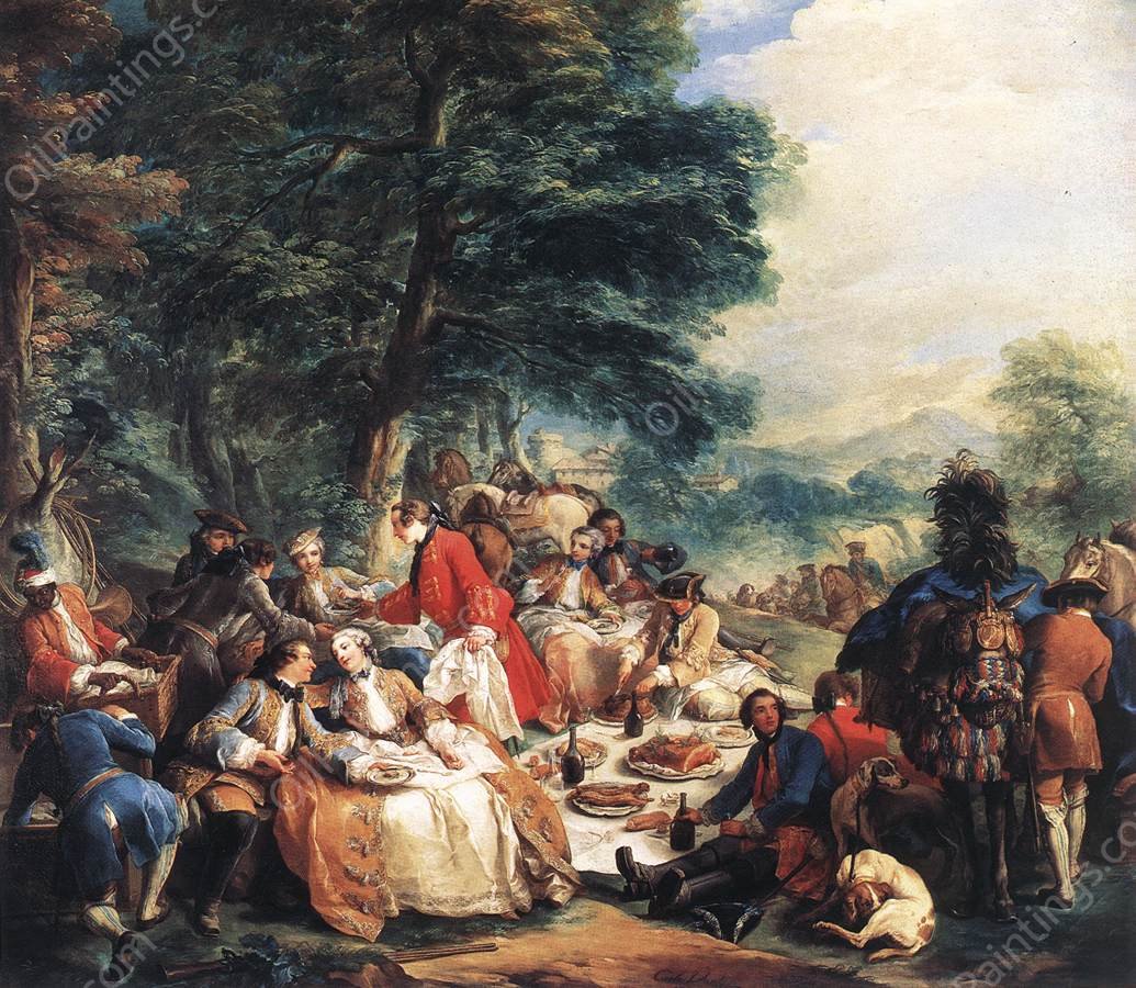 Halt During the Hunt by Carle Van Loo - Hand-Painted Oil Painting Reproduction