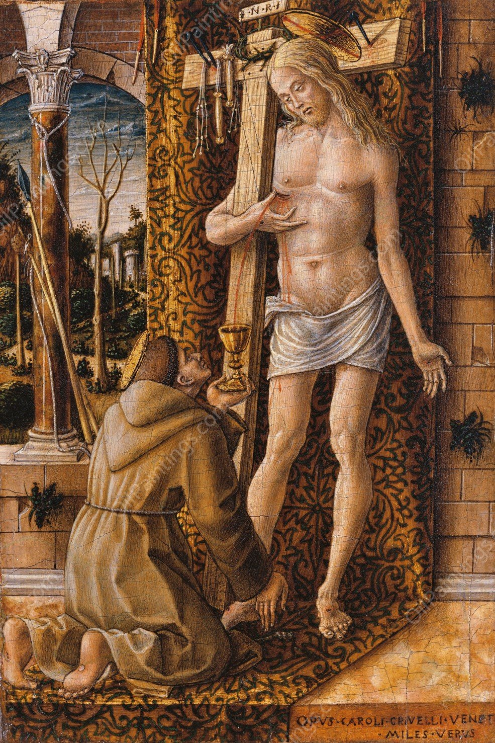 Saint Francis Collecting the Blood of Christ  by Carlo Crivelli - Hand-Painted Oil Painting Reproduction