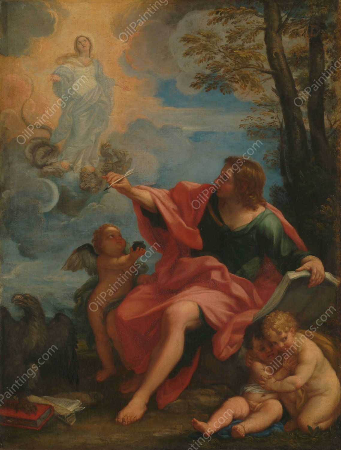 Saint John the Evangelist on Patmos  by Carlo Maratti - Hand-Painted Oil Painting Reproduction