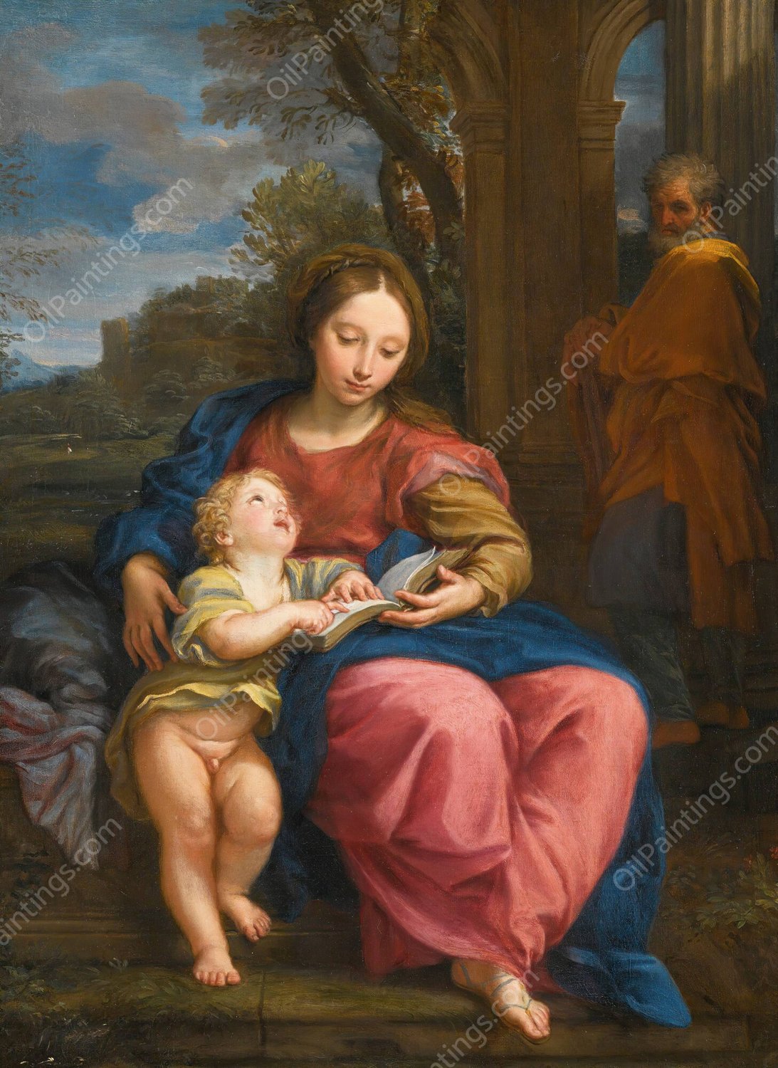 The Holy Family, The Madonna And Child Reading by Carlo Maratti - Hand-Painted Oil Painting Reproduction