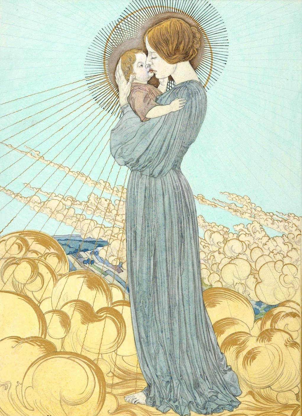 Designs for the Front and Back Cover of 'L'Evangile de Notre Seigneur Jesus-Christ selon Saint Pierre' by Carlos Schwabe - Hand-Painted Oil Painting Reproduction