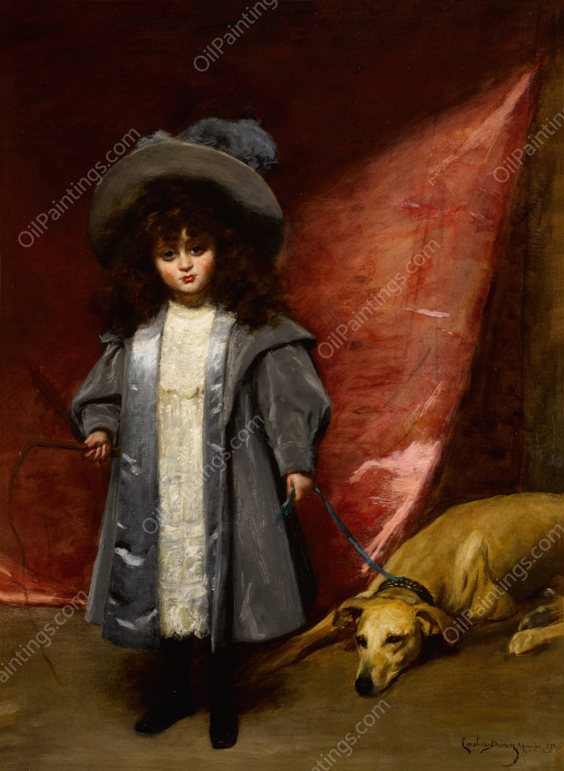 Enfant avec chien  by Carolus-Duran - Hand-Painted Oil Painting Reproduction