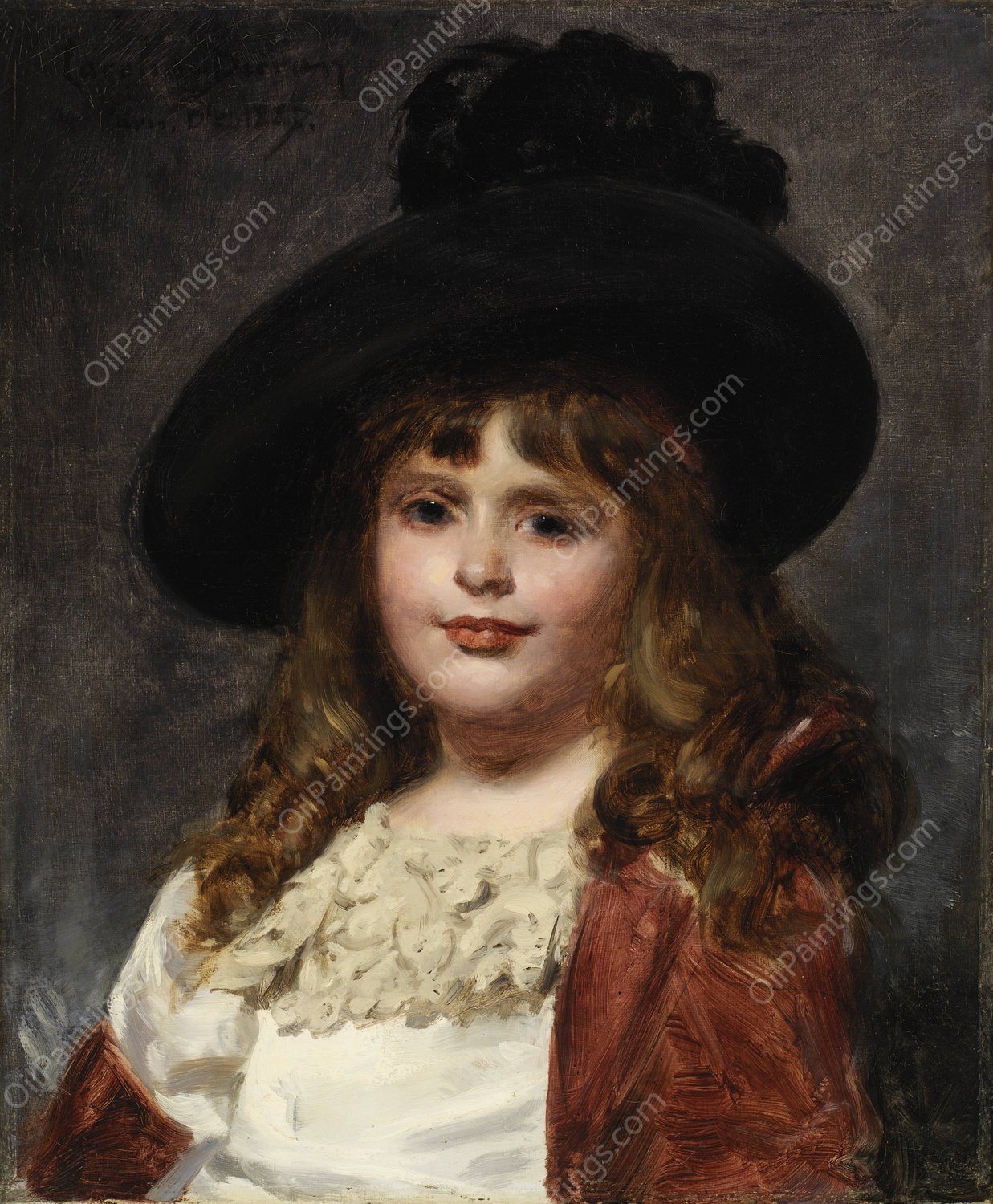 Laura at Seven  by Carolus-Duran - Hand-Painted Oil Painting Reproduction