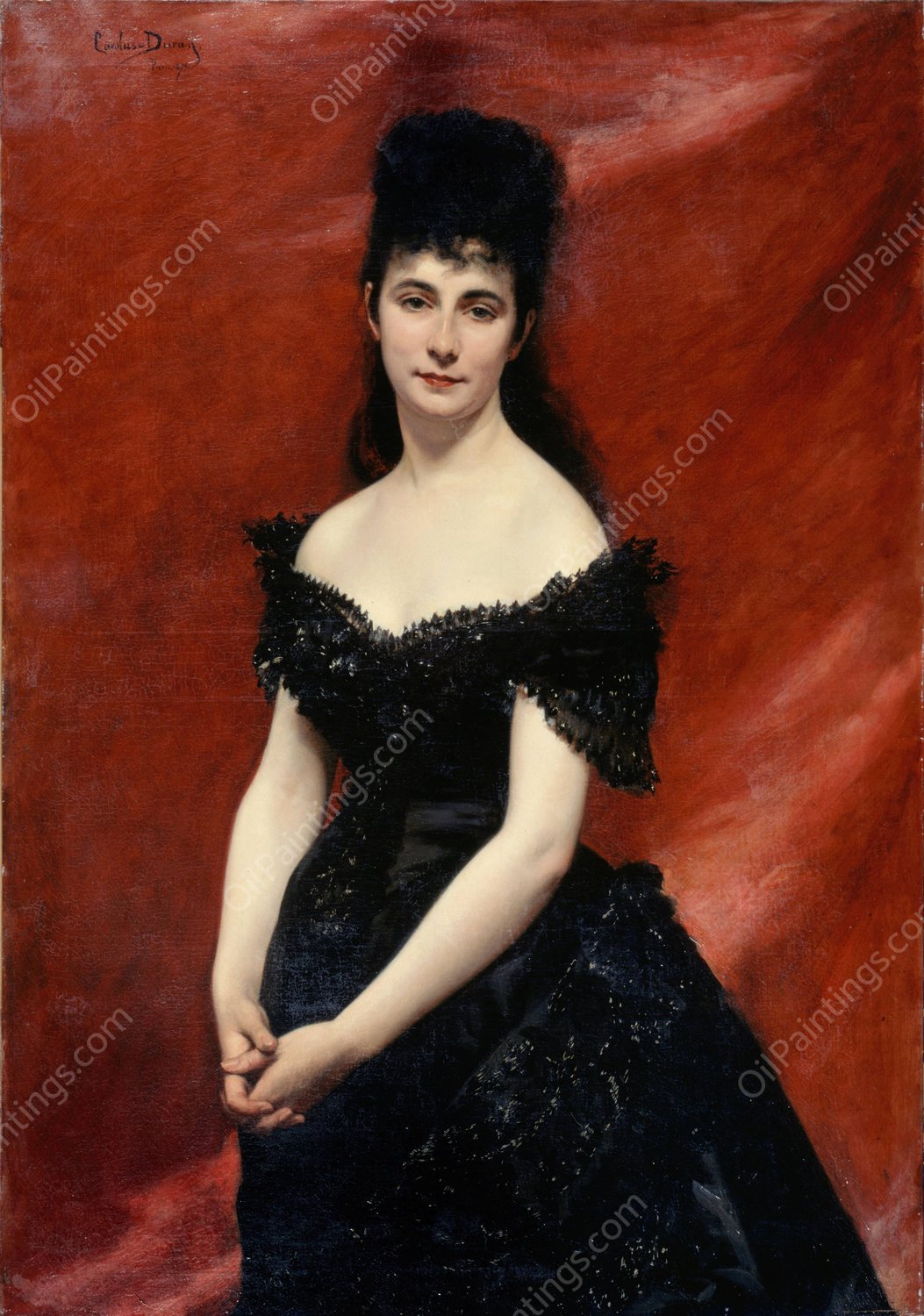Portrait de Leonie Dufresne, baronne le Vavasseur, puis marquise de Vaucouleurs de Lanjamet  by Carolus-Duran - Hand-Painted Oil Painting Reproduction
