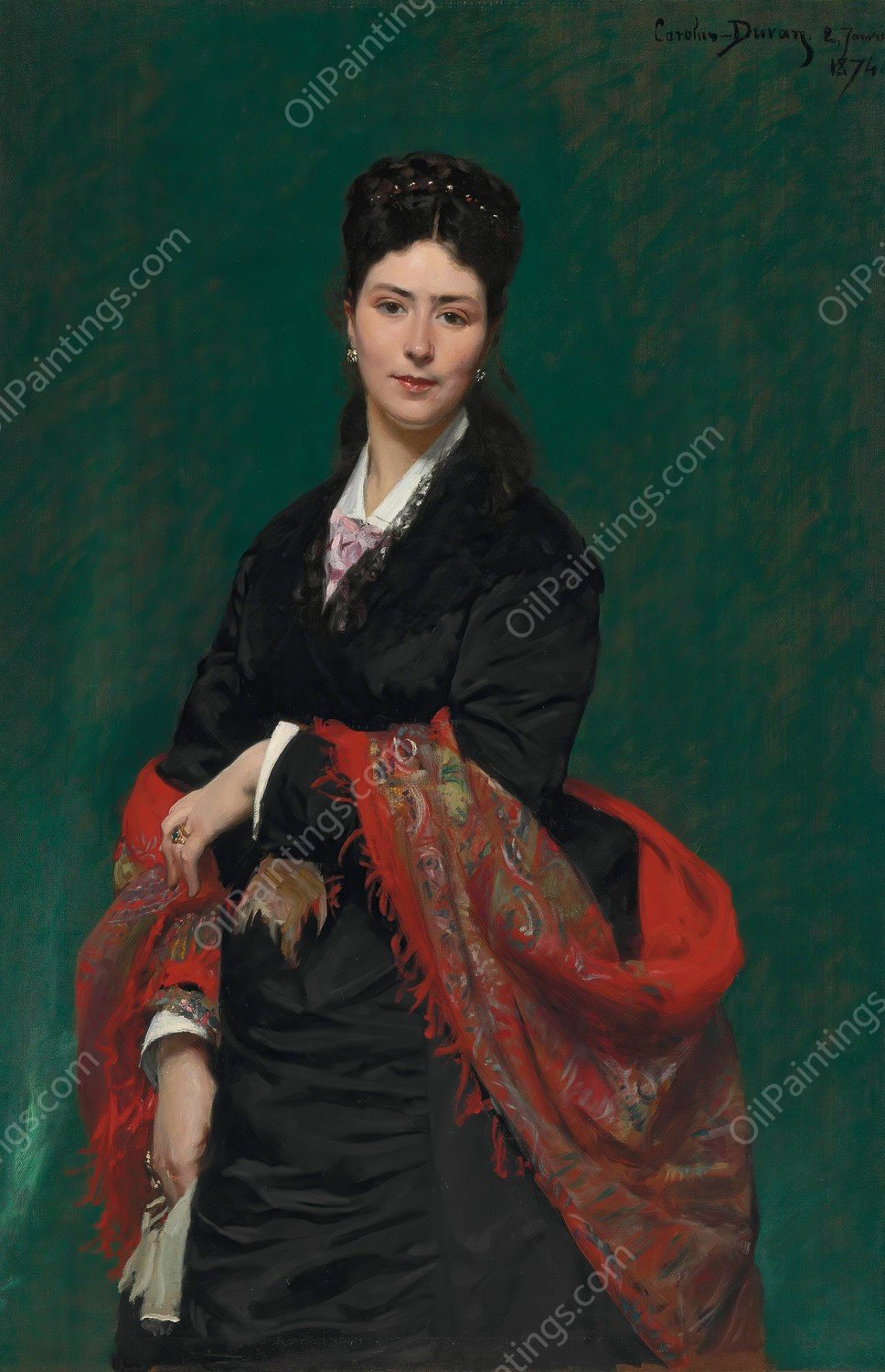 Portrait of Madame Marie Clerc  by Carolus-Duran - Hand-Painted Oil Painting Reproduction