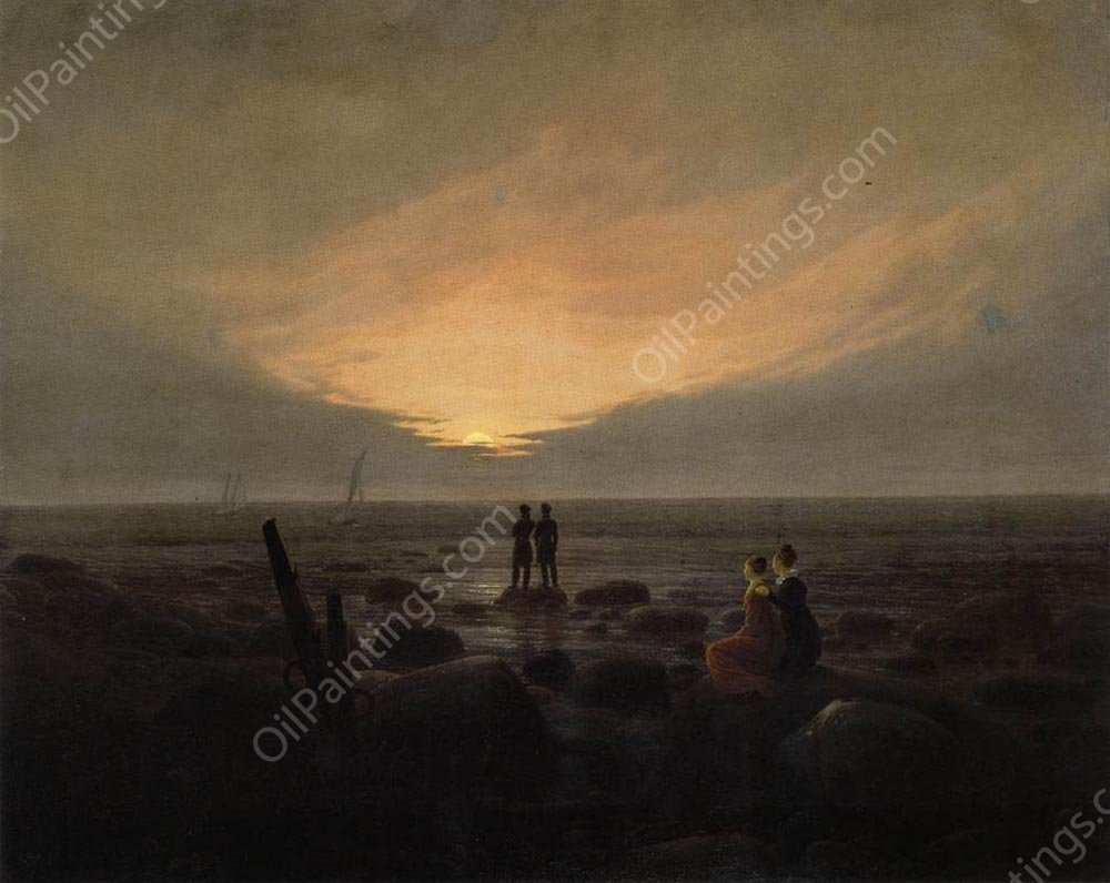 Moonrise by the Sea by Caspar David Friedrich - Hand-Painted Oil Painting Reproduction