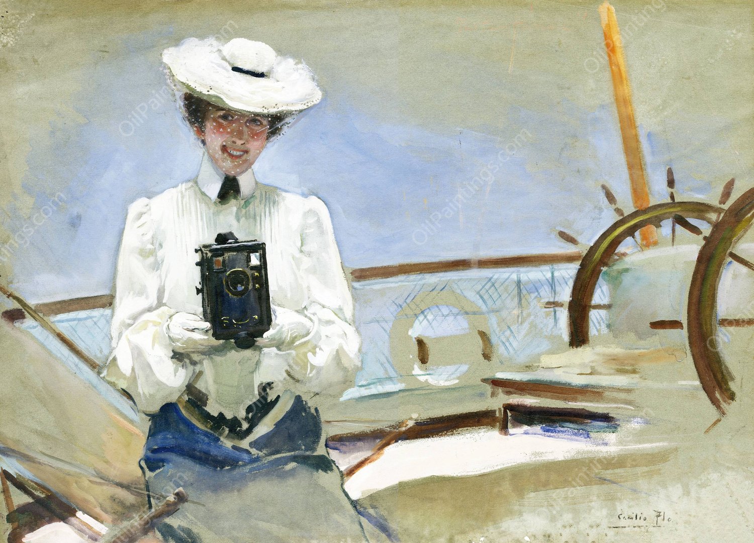 Fashion illustration  by Cecilio Pla y Gallardo - Hand-Painted Oil Painting Reproduction