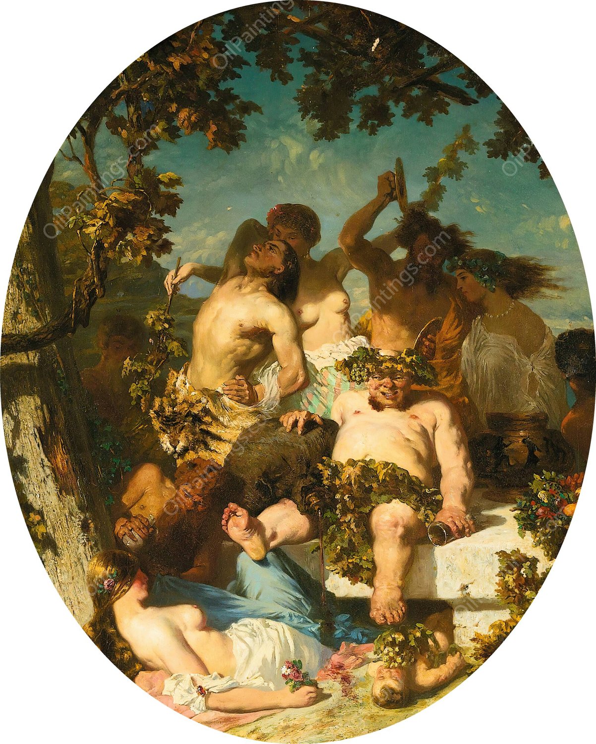 In the vineyard  by Celestin Nanteuil - Hand-Painted Oil Painting Reproduction