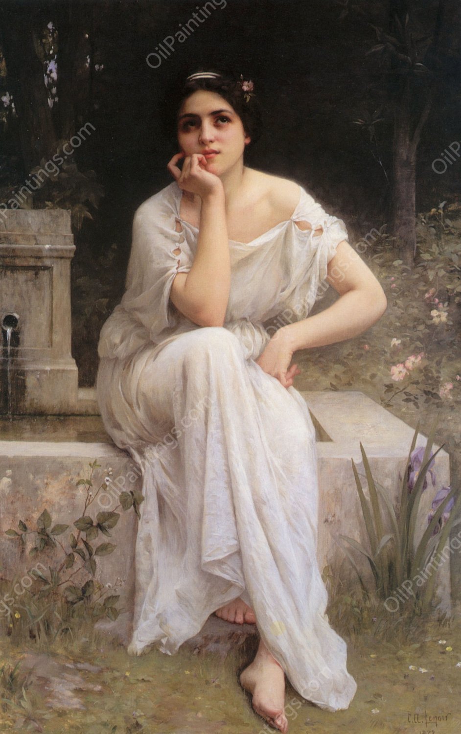 Meditation by Charles Amable Lenoir - Hand-Painted Oil Painting Reproduction