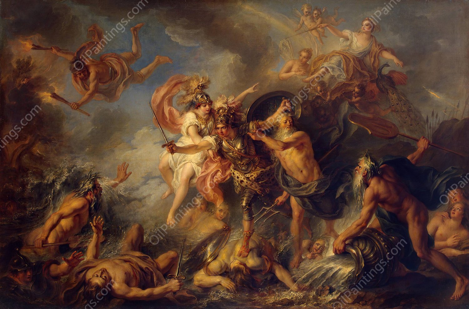 Fury Of Roland  by Charles-Antoine Coypel - Hand-Painted Oil Painting Reproduction