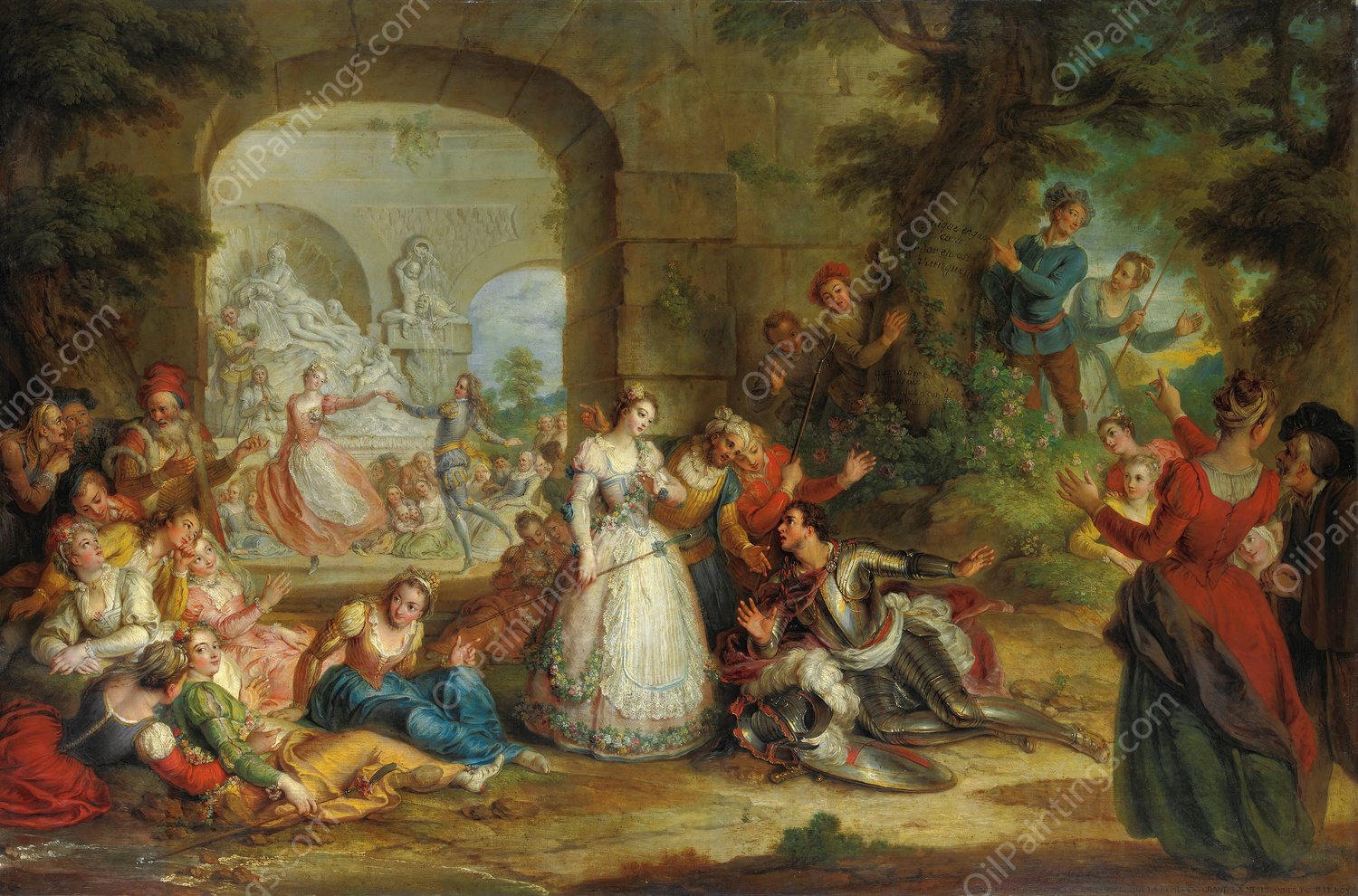 Roland And The marriage Of Angelique  by Charles-Antoine Coypel - Hand-Painted Oil Painting Reproduction