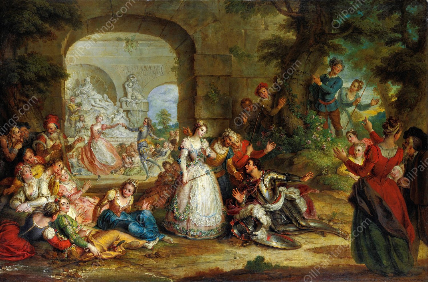 Roland And The Marriage Of Angelique by Charles-Antoine Coypel - Hand-Painted Oil Painting Reproduction
