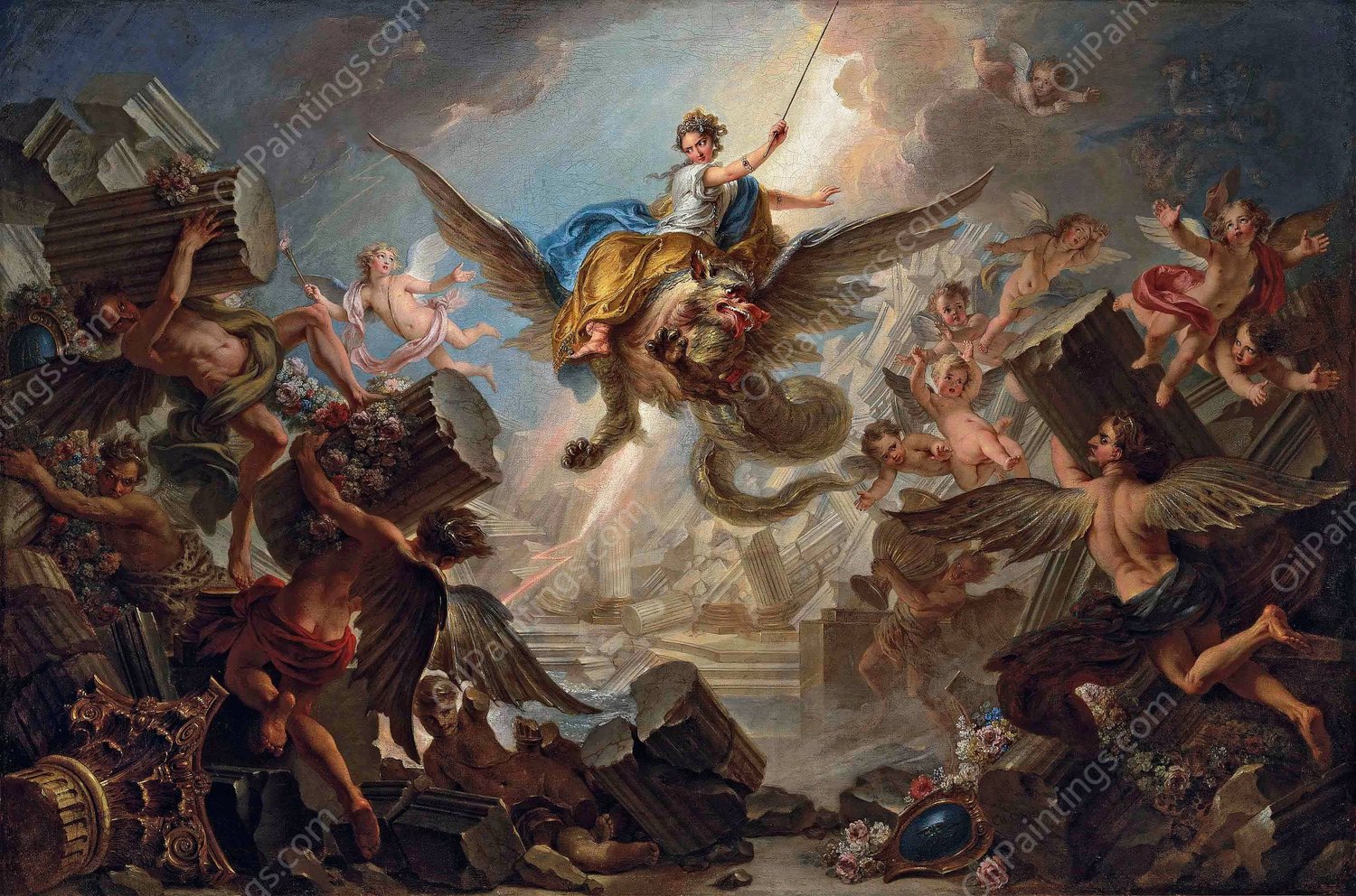 The Destruction Of The Palace Of Armida by Charles-Antoine Coypel - Hand-Painted Oil Painting Reproduction