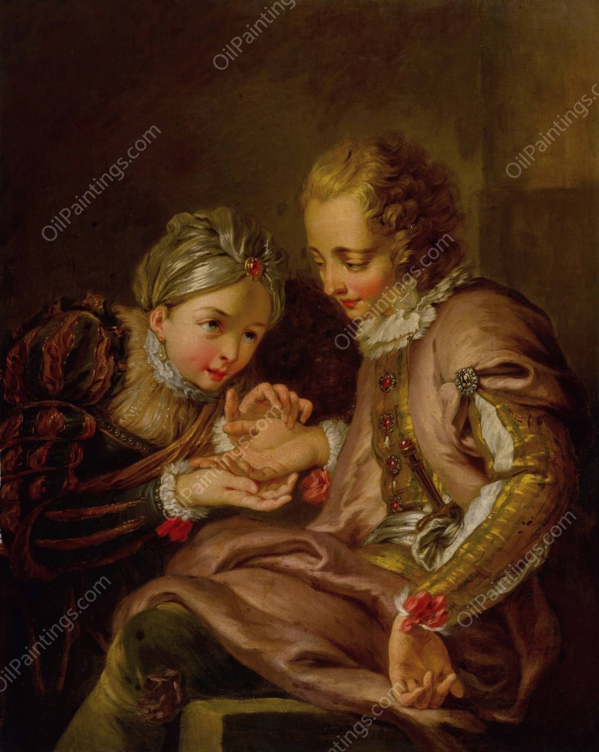 The Fortune Teller by Charles-Antoine Coypel - Hand-Painted Oil Painting Reproduction