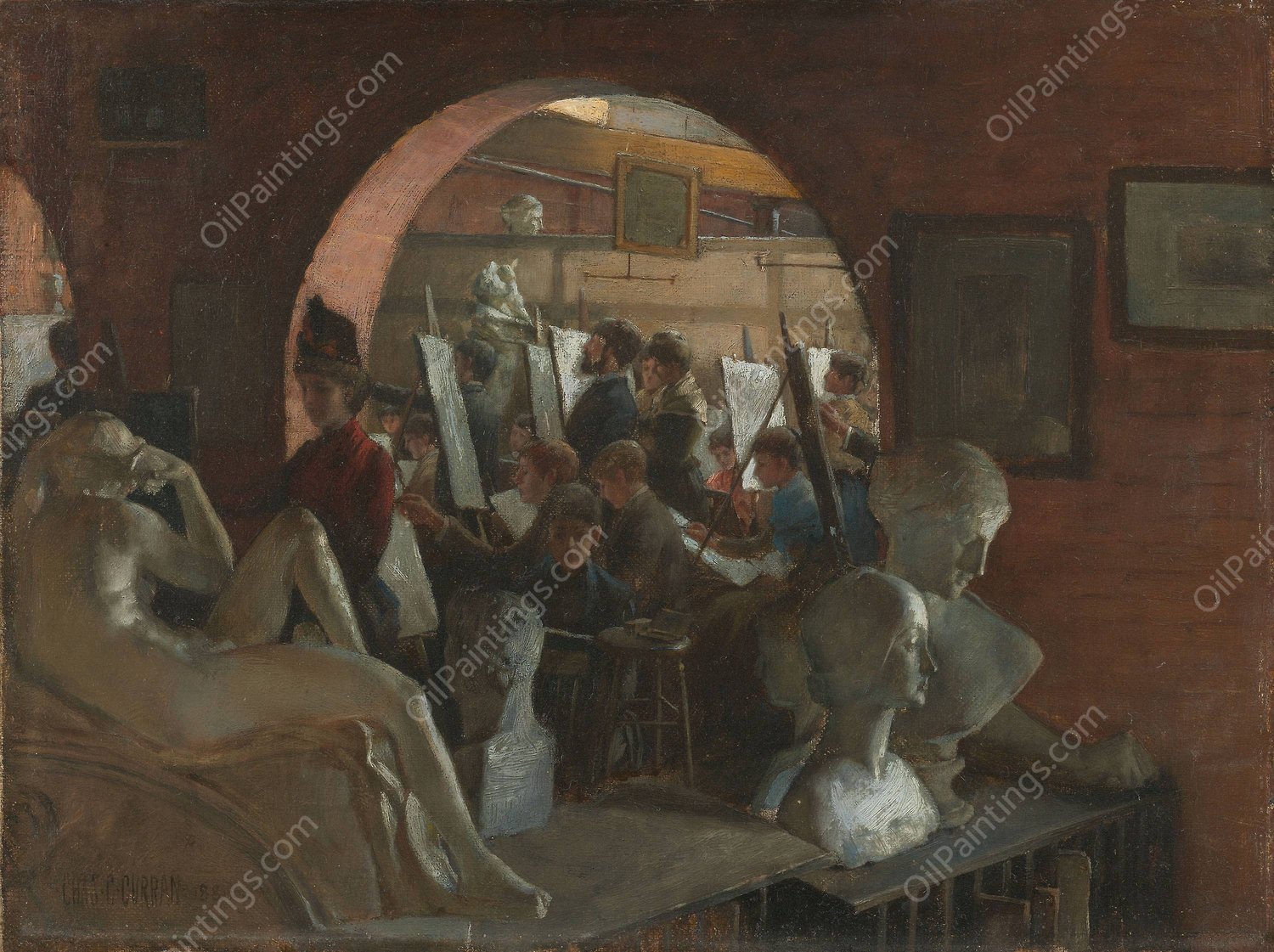 An Alcove in the Art Students'League  by Charles Courtney Curran - Hand-Painted Oil Painting Reproduction