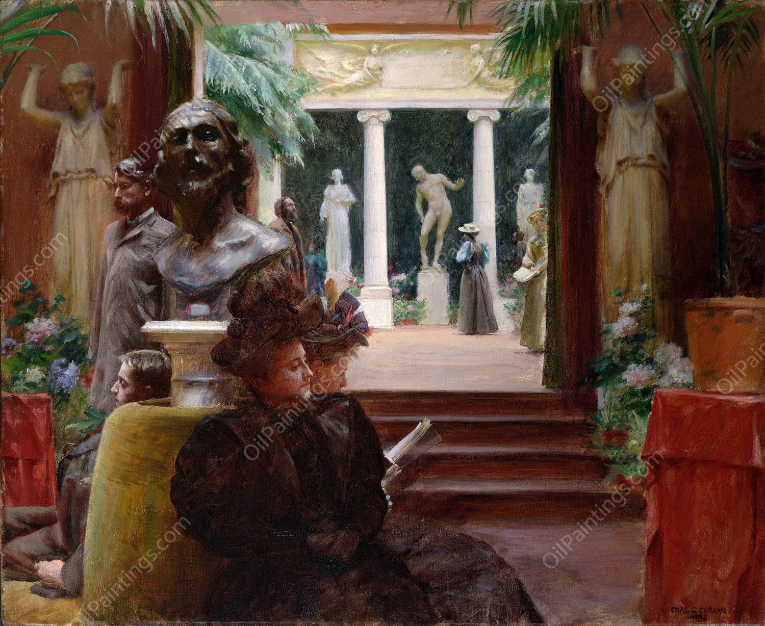 At the Sculpture Exhibition  by Charles Courtney Curran - Hand-Painted Oil Painting Reproduction