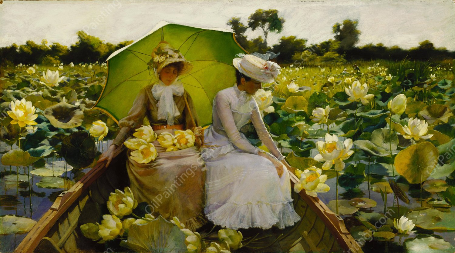 Lotus Lilies  by Charles Courtney Curran - Hand-Painted Oil Painting Reproduction