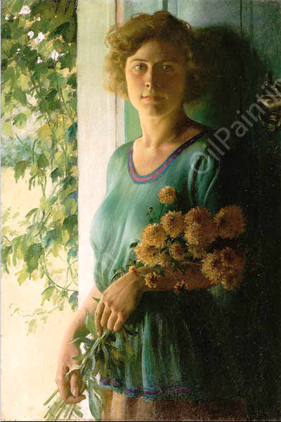 Golden Glow by Charles Curran - Hand-Painted Oil Painting Reproduction
