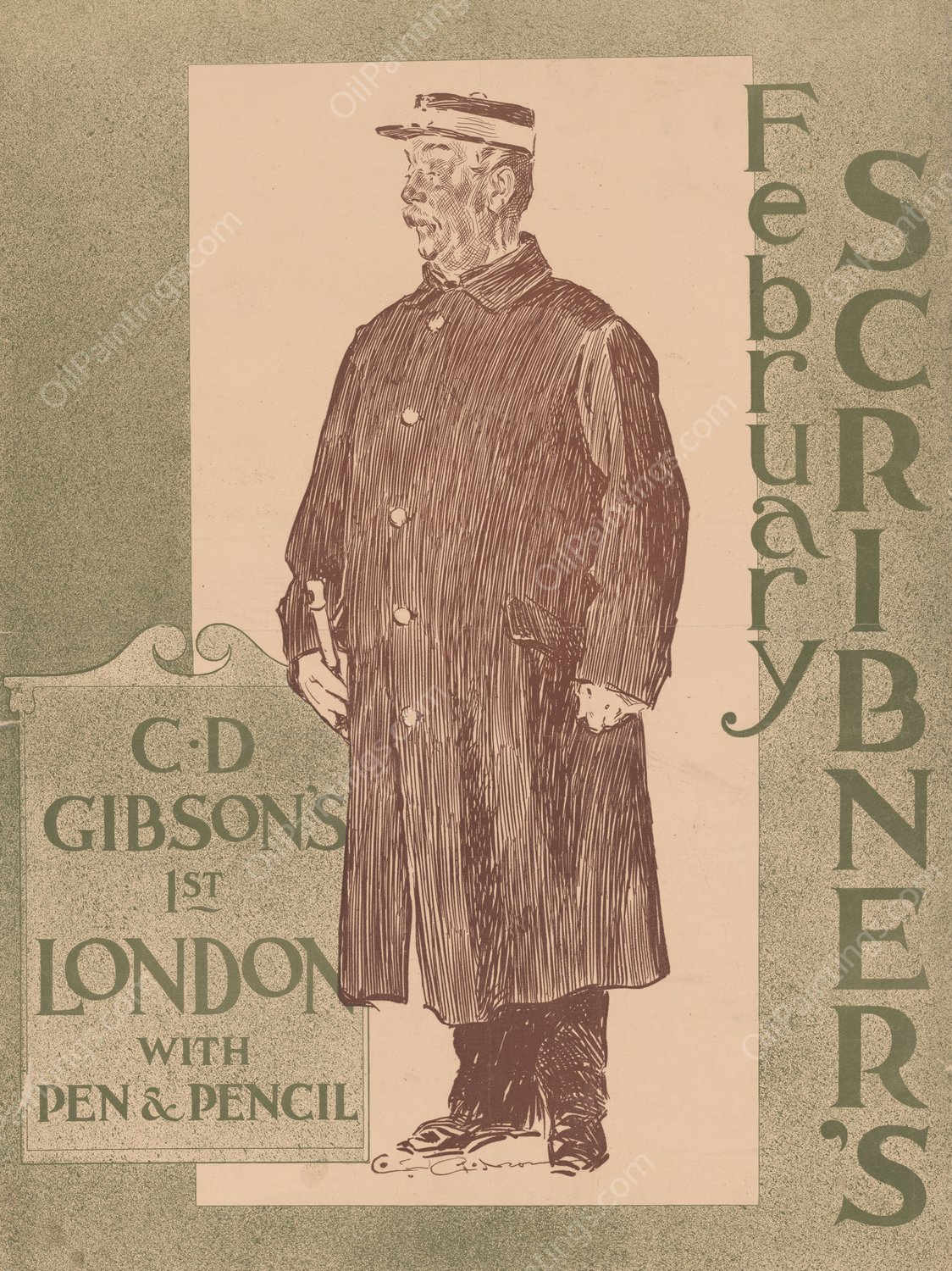 February Scribner's  by Charles Dana Gibson - Hand-Painted Oil Painting Reproduction