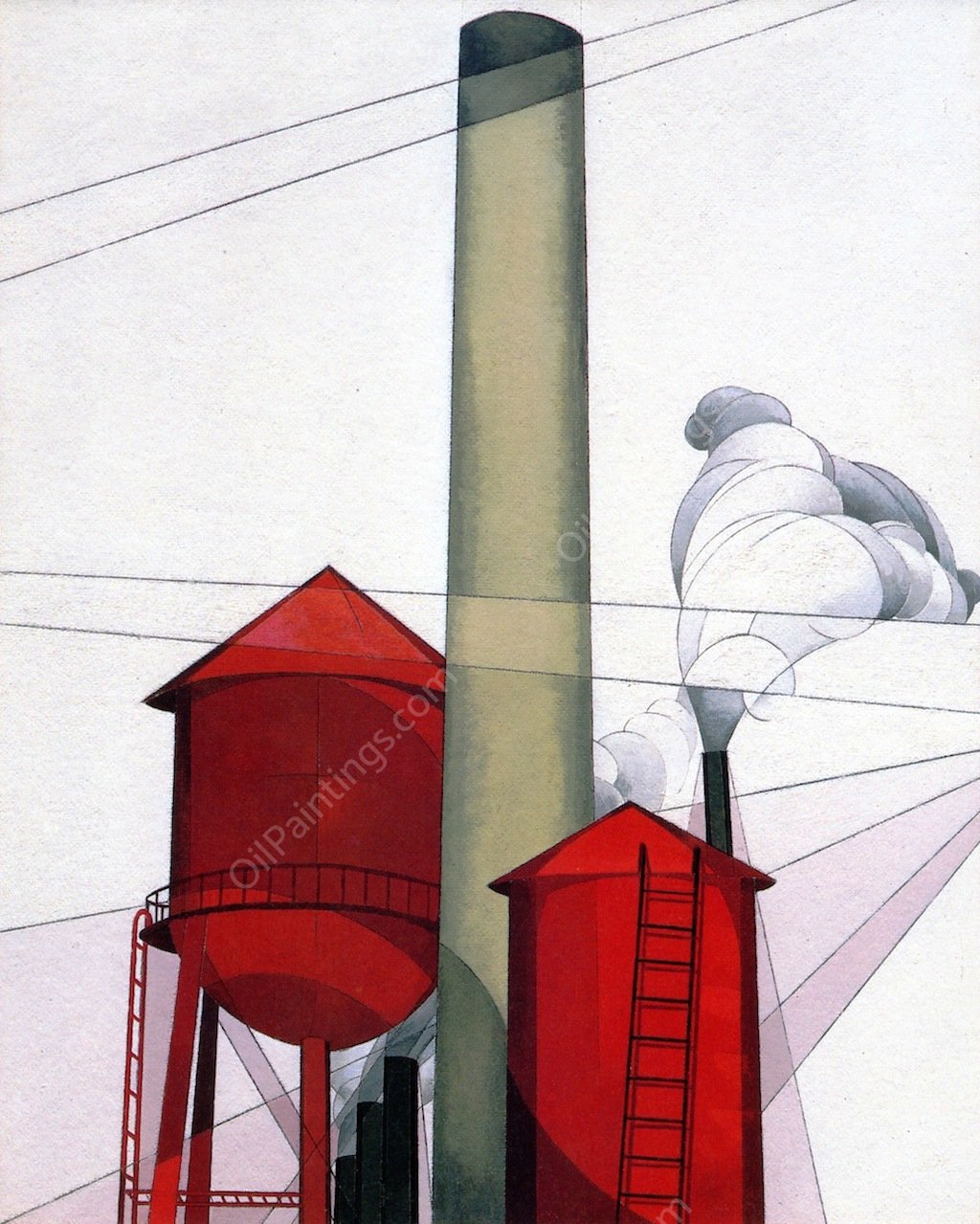 Buildings by Charles Demuth - Hand-Painted Oil Painting Reproduction