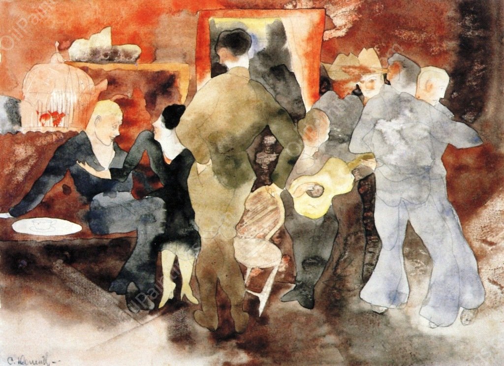 Cabaret Interior with Carl Van Vechten by Charles Demuth - Hand-Painted Oil Painting Reproduction