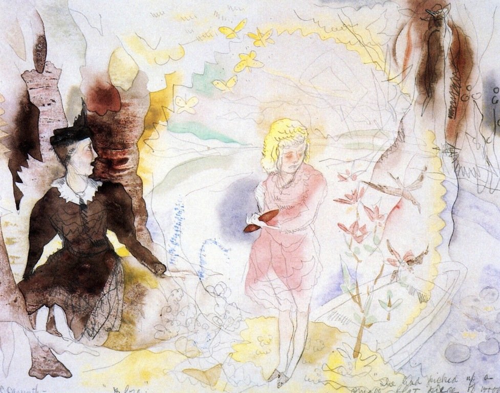 Flora and the Governess, Illustration No. 3 for The Turn of the Screw by Charles Demuth - Hand-Painted Oil Painting Reproduction