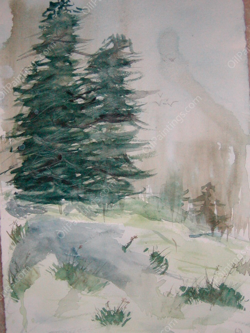 Green Trees in Snow by Charles Demuth - Hand-Painted Oil Painting Reproduction