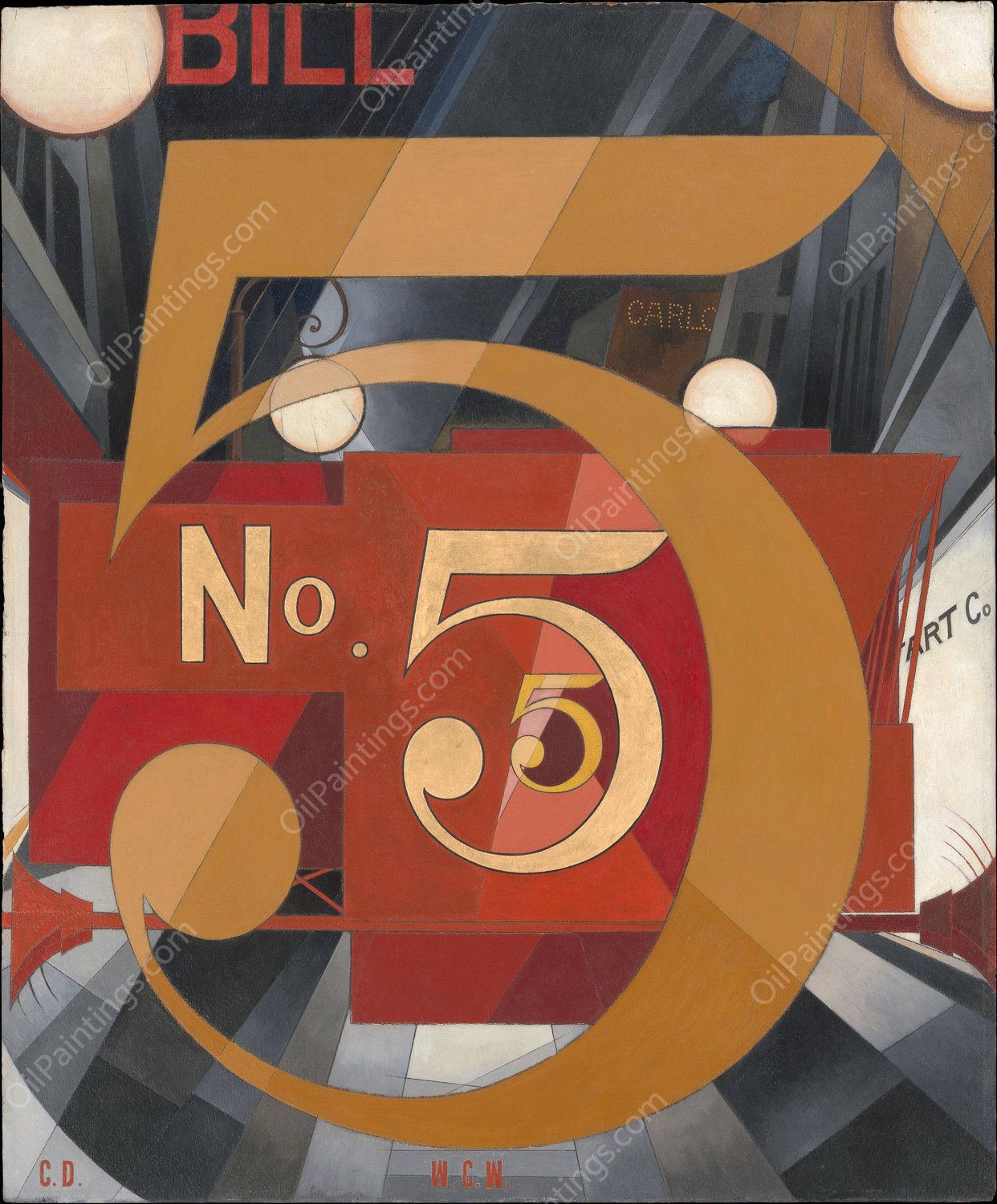 I Saw the Figure 5 in Gold  by Charles Demuth - Hand-Painted Oil Painting Reproduction
