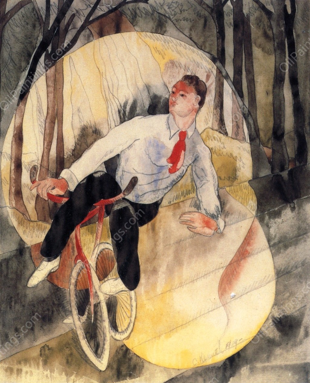 In Vaudeville, the Bicycle Rider by Charles Demuth - Hand-Painted Oil Painting Reproduction