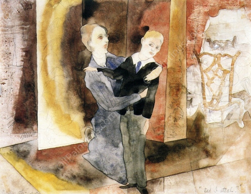 Miles and the Governess, Illustration No. 5 for The Turn of the Screw by Charles Demuth - Hand-Painted Oil Painting Reproduction