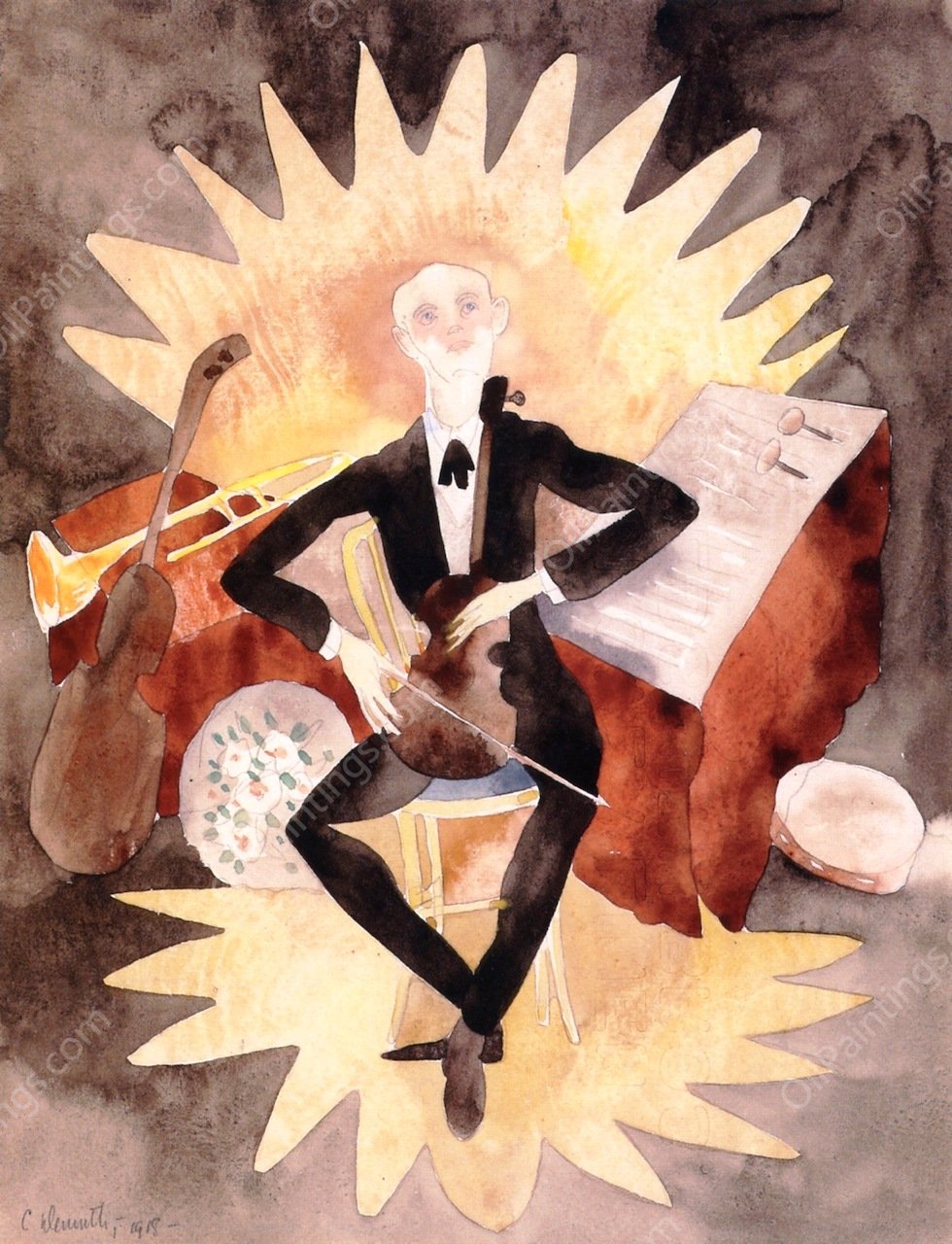Musician by Charles Demuth - Hand-Painted Oil Painting Reproduction