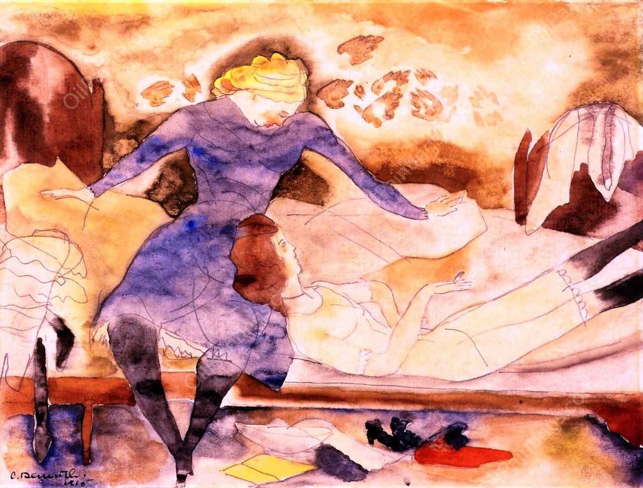 Nana Visiting Her Friend Satin by Charles Demuth - Hand-Painted Oil Painting Reproduction