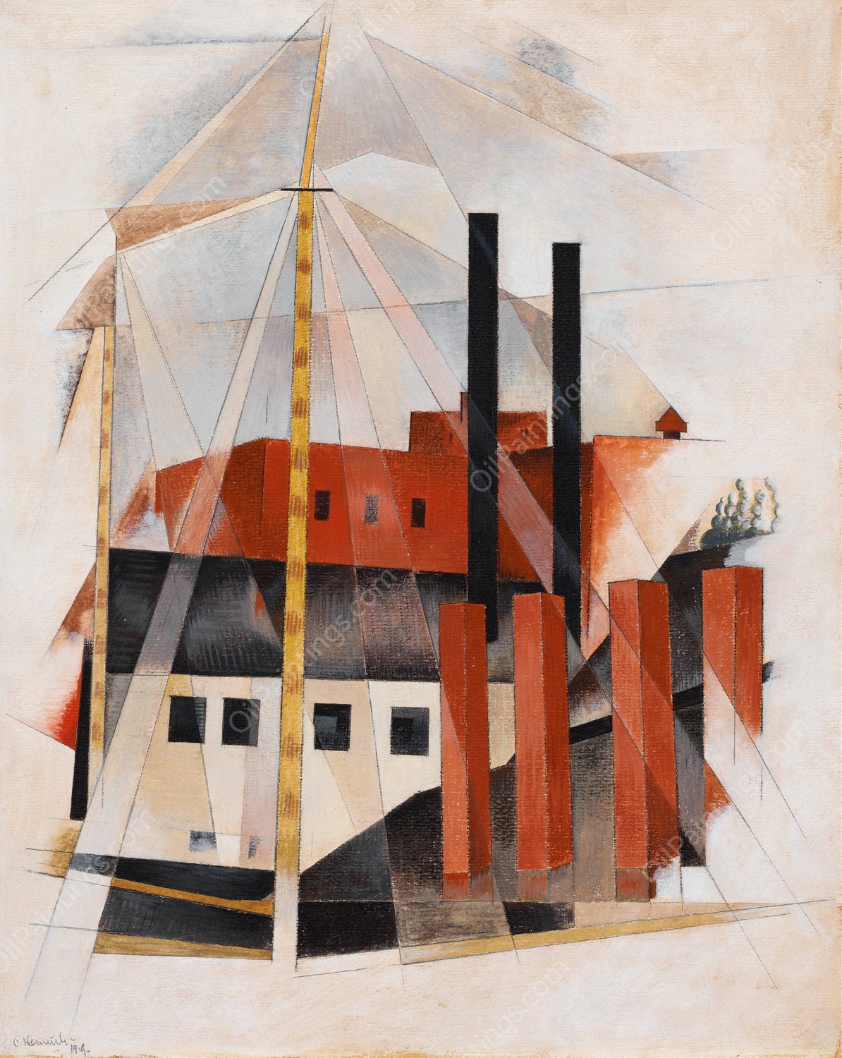 Piano Mover's Holiday  by Charles Demuth - Hand-Painted Oil Painting Reproduction