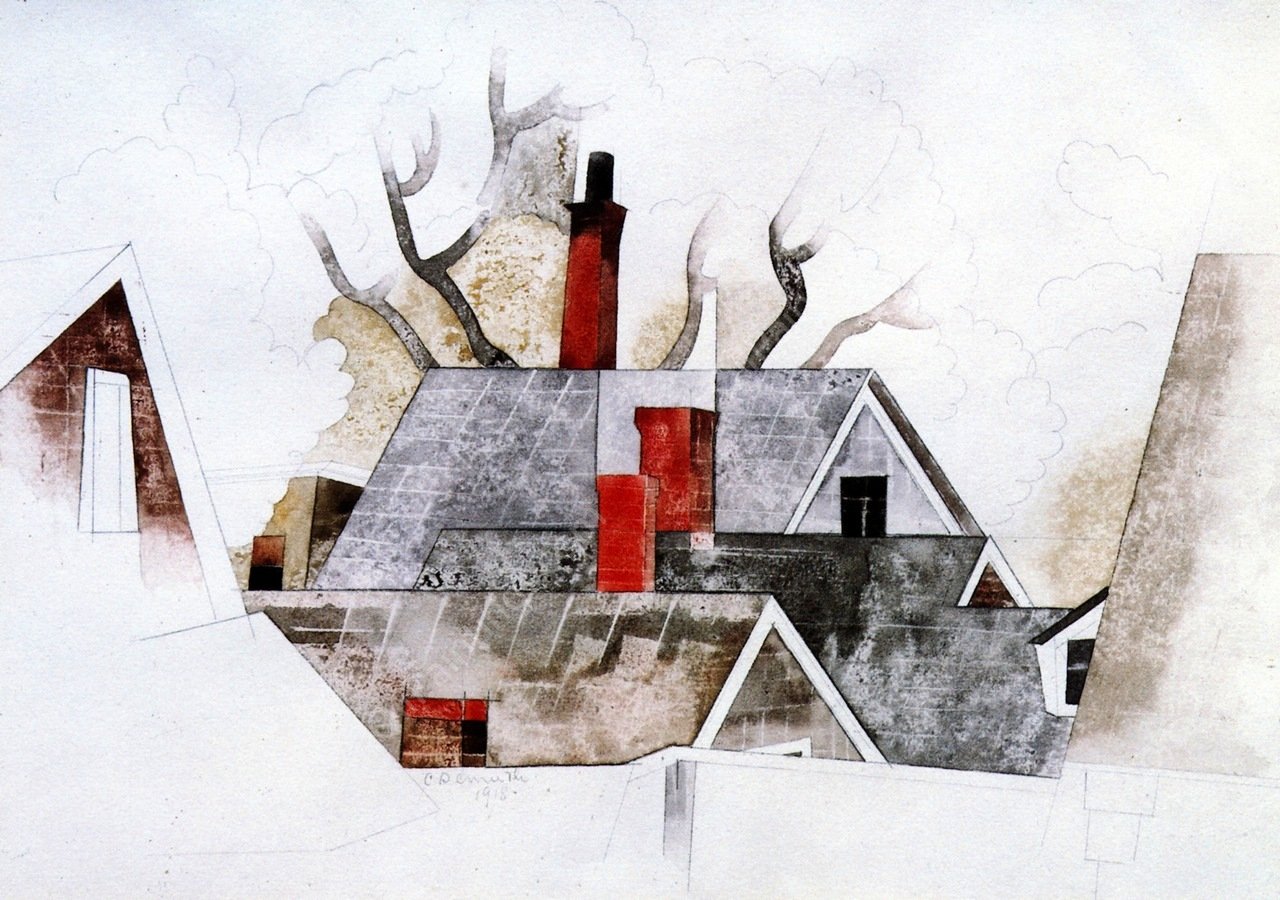 Red Chimneys by Charles Demuth - Hand-Painted Oil Painting Reproduction