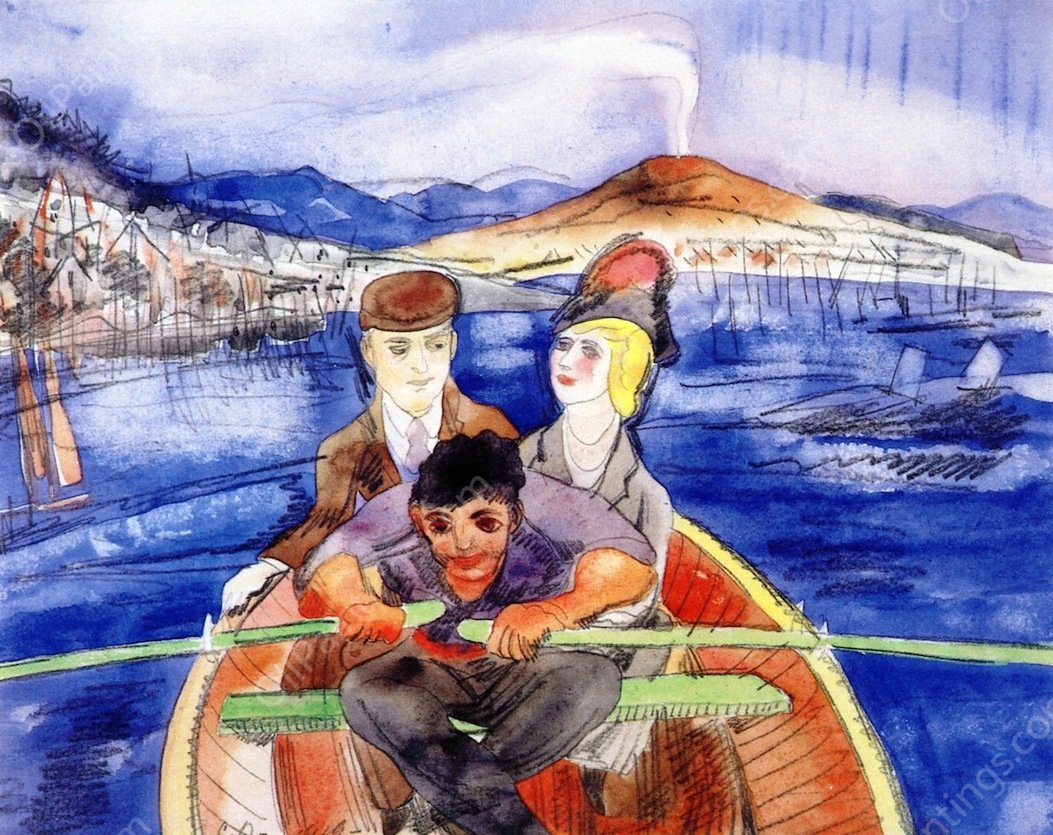 The Boat Ride from Sorrento, illustration no. 1 for Henry James' The Beast in the Jungle by Charles Demuth - Hand-Painted Oil Painting Reproduction