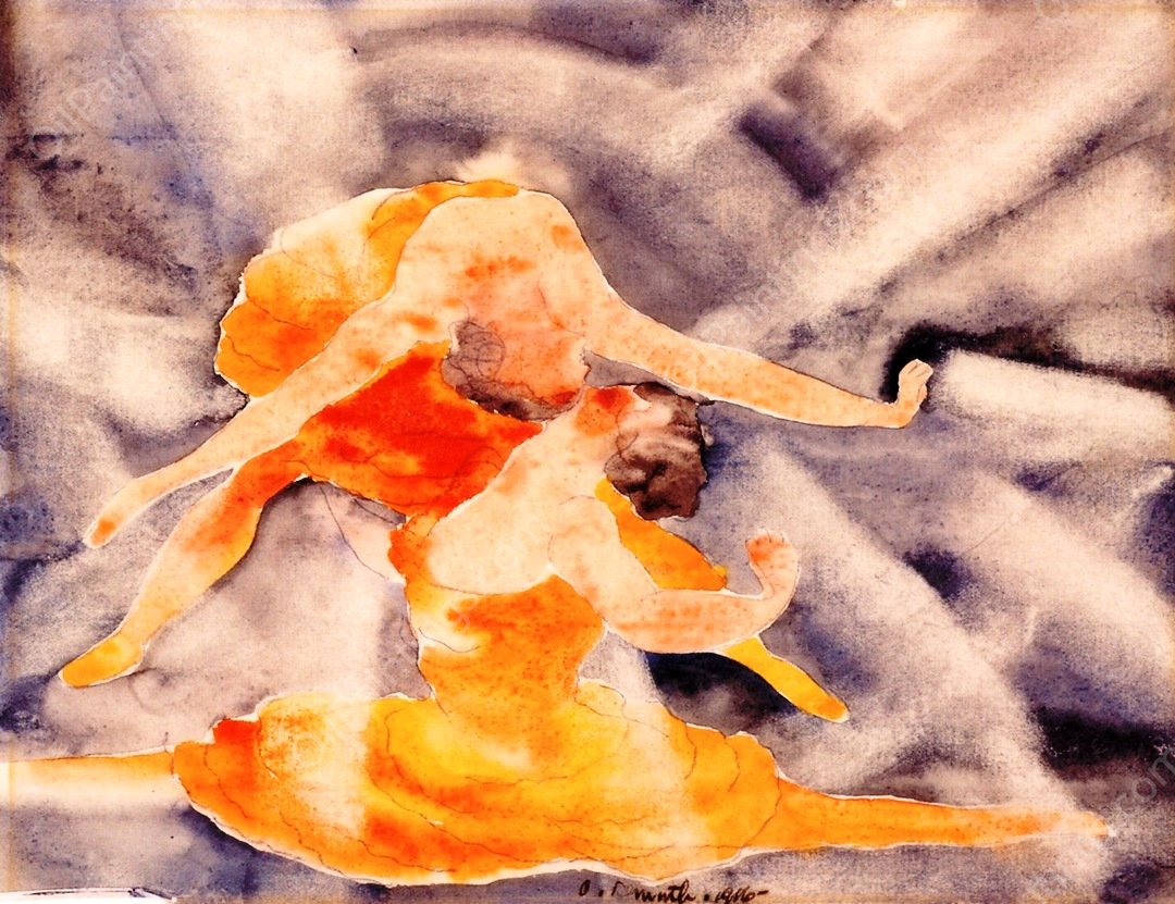 Two Women Acrobats by Charles Demuth - Hand-Painted Oil Painting Reproduction