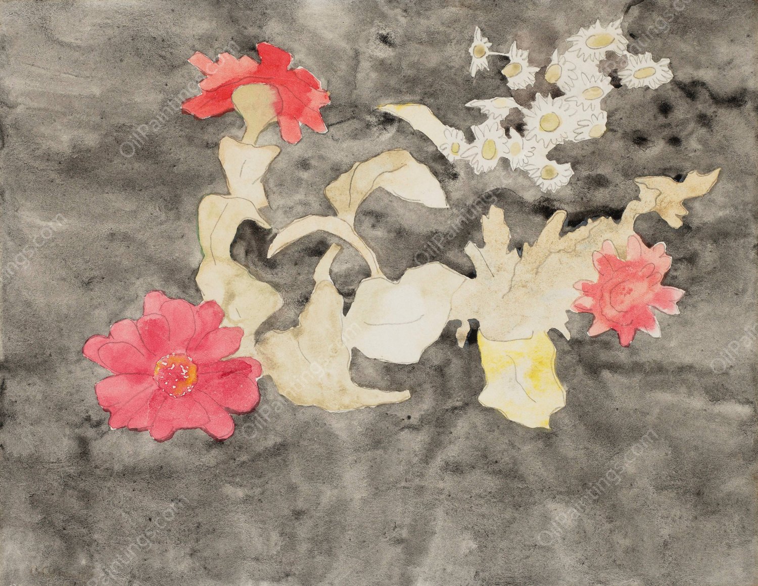 Zinnias  by Charles Demuth - Hand-Painted Oil Painting Reproduction