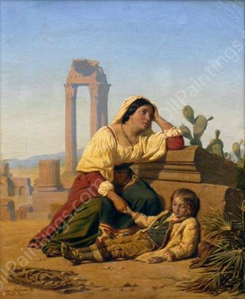 Grief by Charles Emile Lecomte-Vernet - Hand-Painted Oil Painting Reproduction