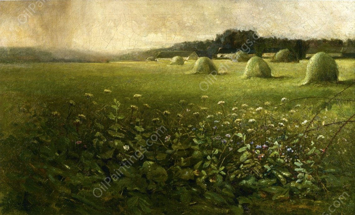 Landscape with Grain Stacks by Charles Ethan Porter - Hand-Painted Oil Painting Reproduction
