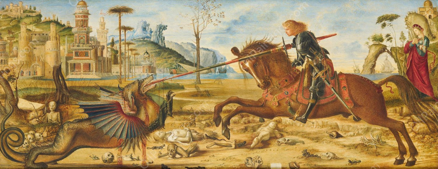 St George And The Dragon  by Charles Fairfax Murray - Hand-Painted Oil Painting Reproduction