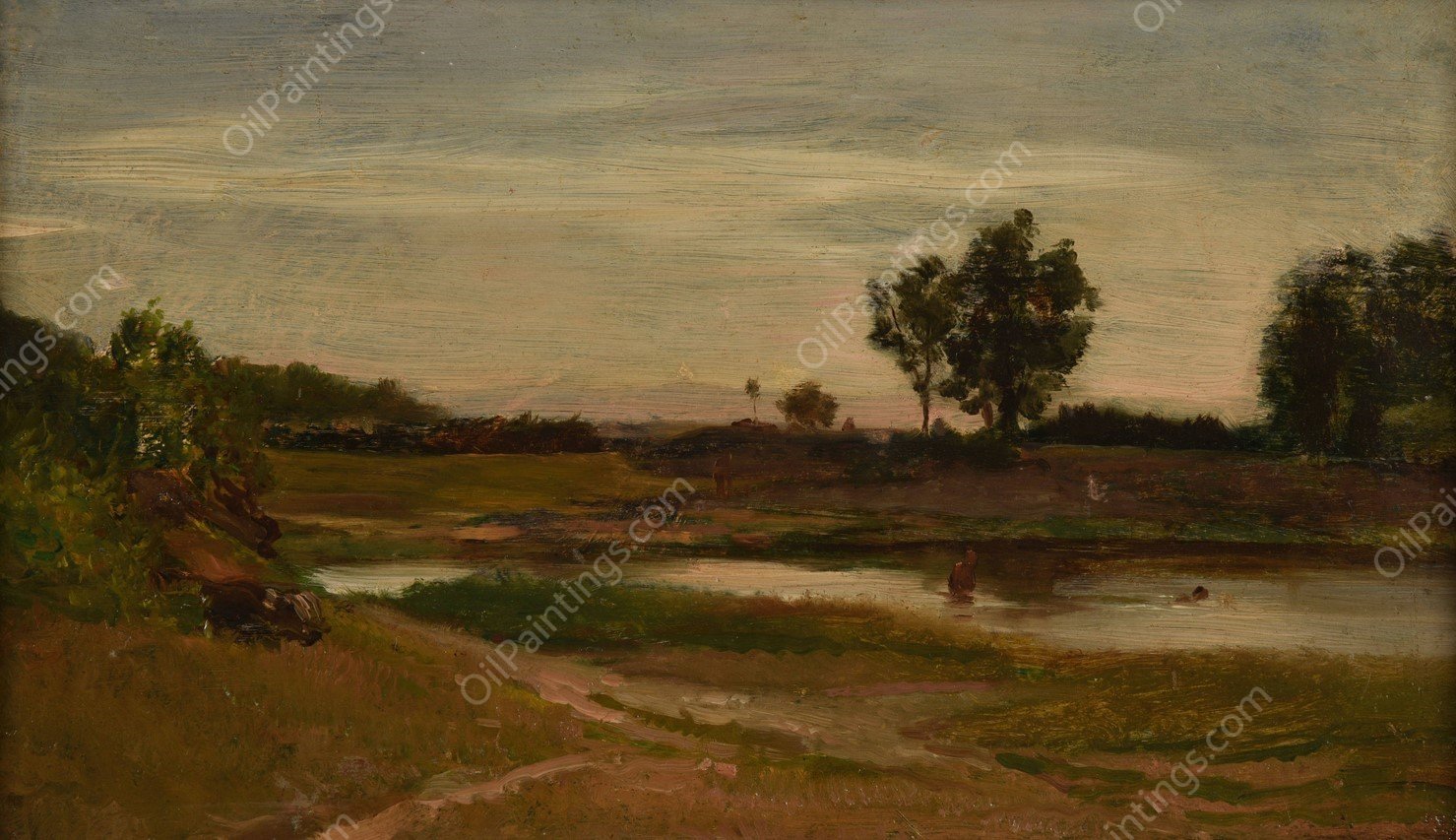 Etang d'Optevoz by Charles Francois Daubigny - Hand-Painted Oil Painting Reproduction