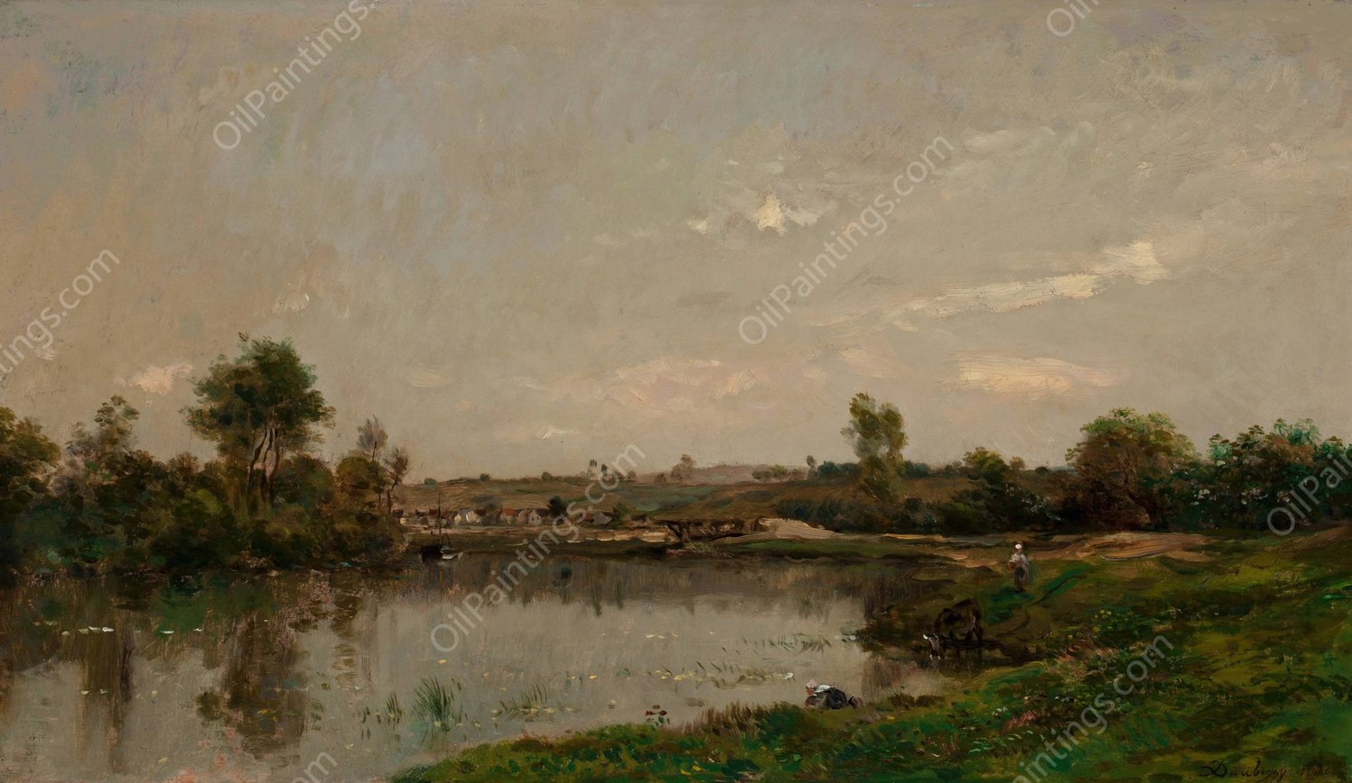 Les Sablieres pres de Valmondois  by Charles Francois Daubigny - Hand-Painted Oil Painting Reproduction