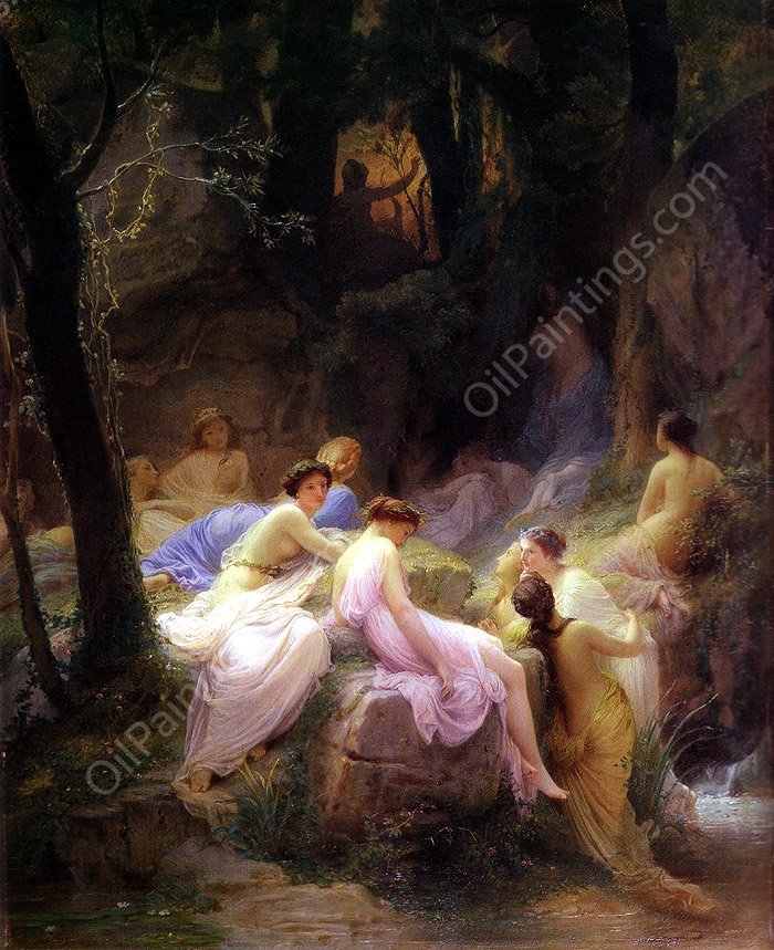 Nymphs Listening to the Songs of Orpheus by Charles Francois Jalabert - Hand-Painted Oil Painting Reproduction