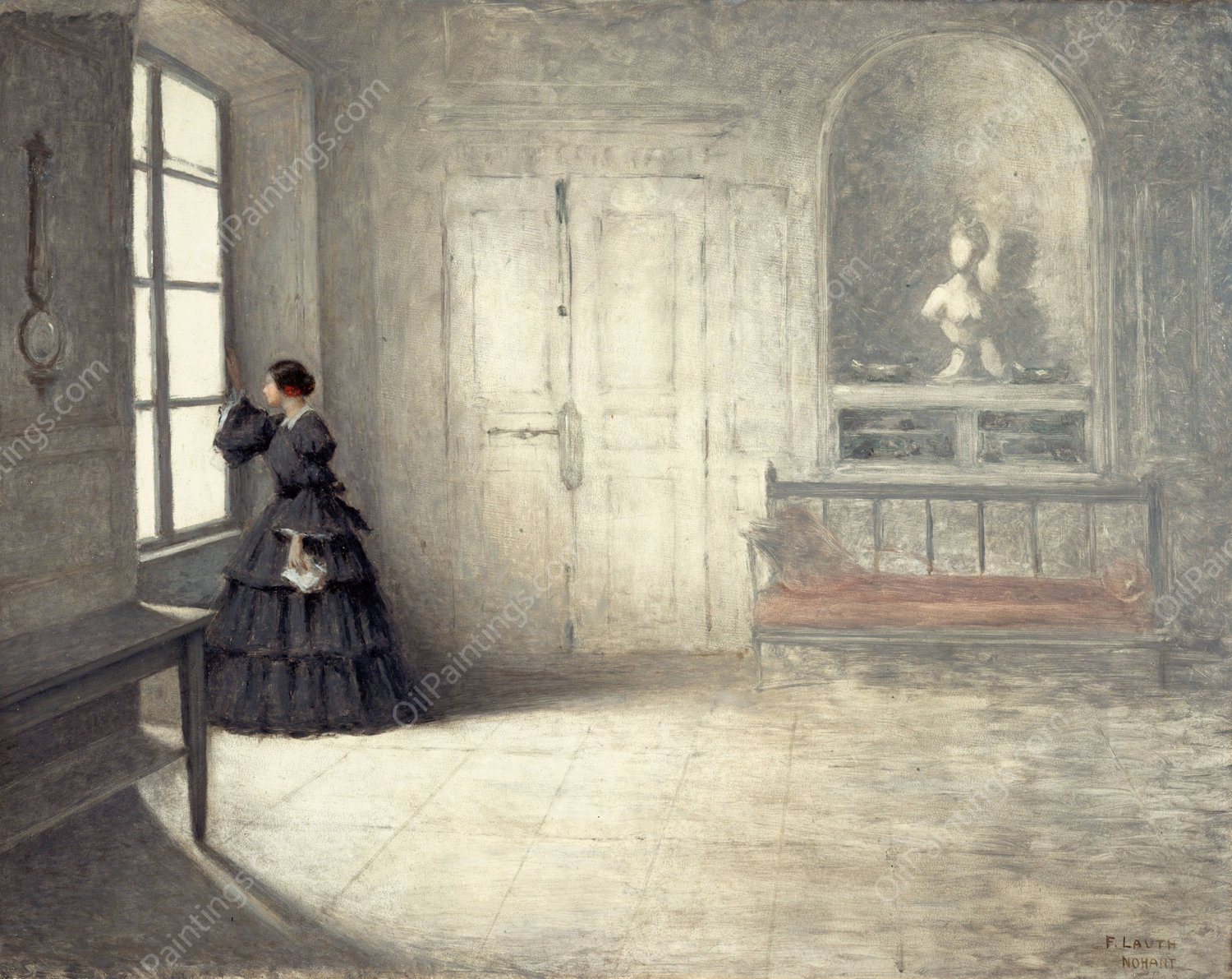 La salle manger de George Sand a Nohant  by Charles-Frederic Lauth - Hand-Painted Oil Painting Reproduction